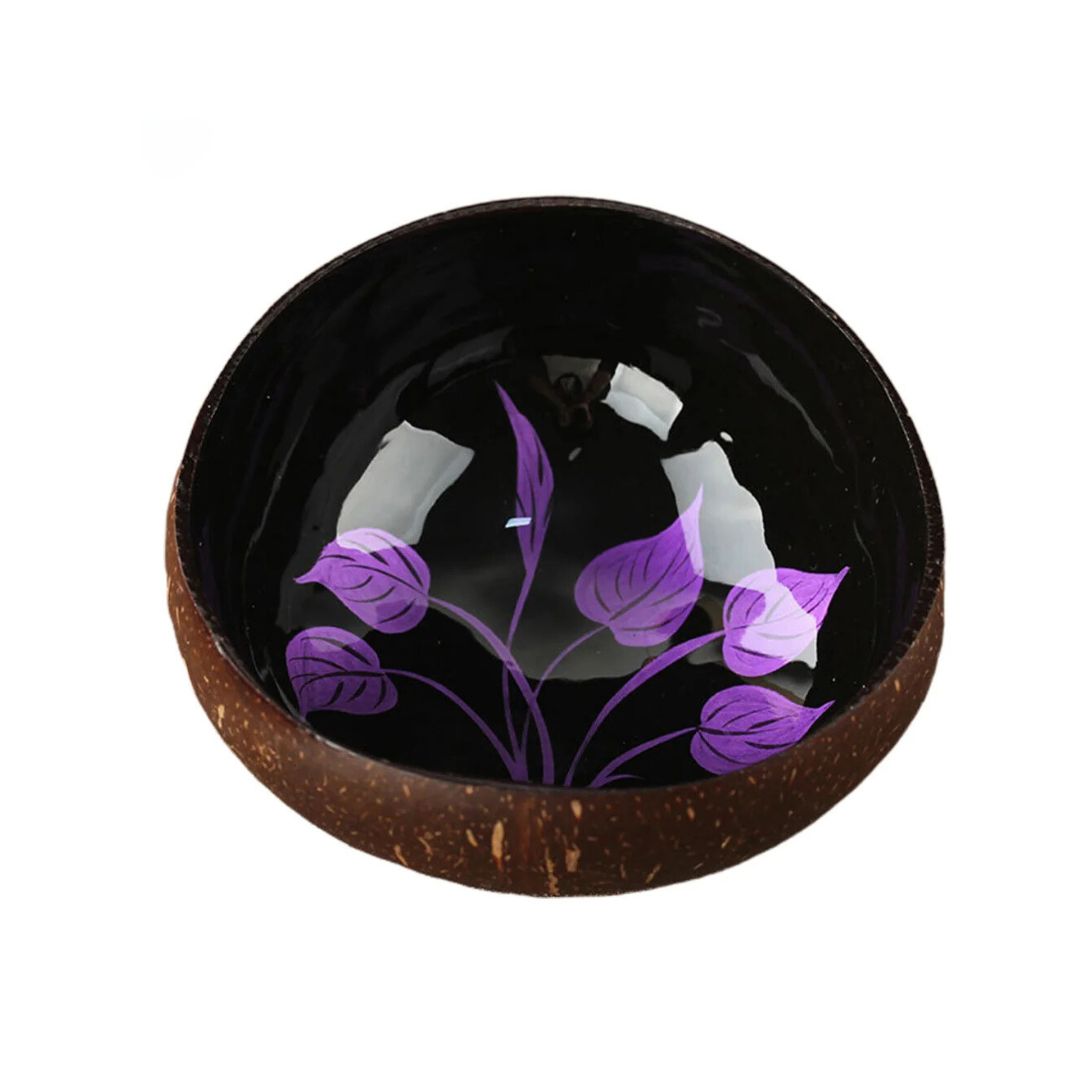 Eco-Friendly Coconut Shell Bowl with Leaf Design - Natural Storage - Zanlana Magnesium