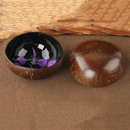 Eco-Friendly Coconut Shell Bowl with Leaf Design - Natural Storage - Zanlana Magnesium