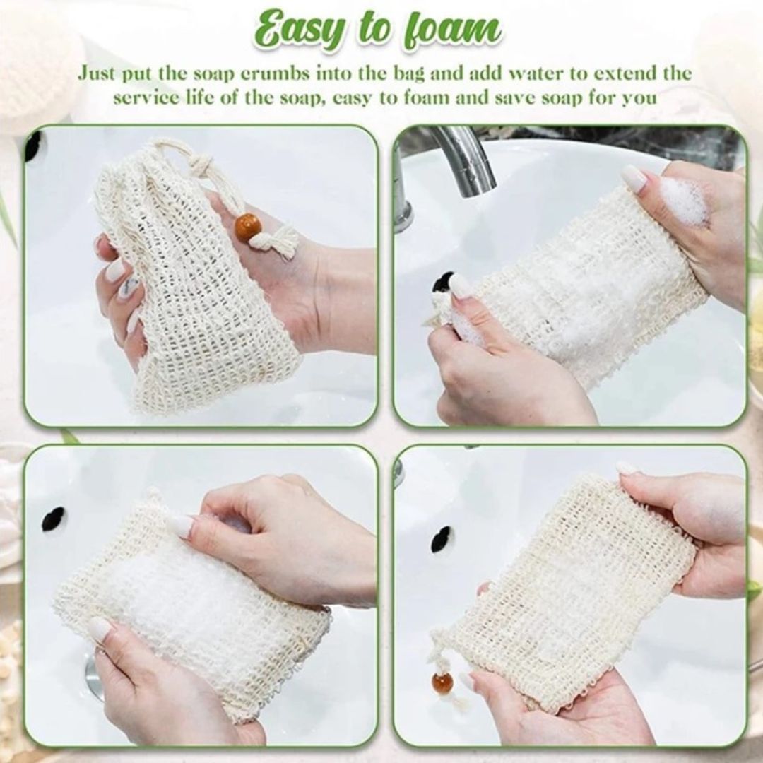 Natural Sisal Soap Bag - Exfoliating Soap Saver Pouch